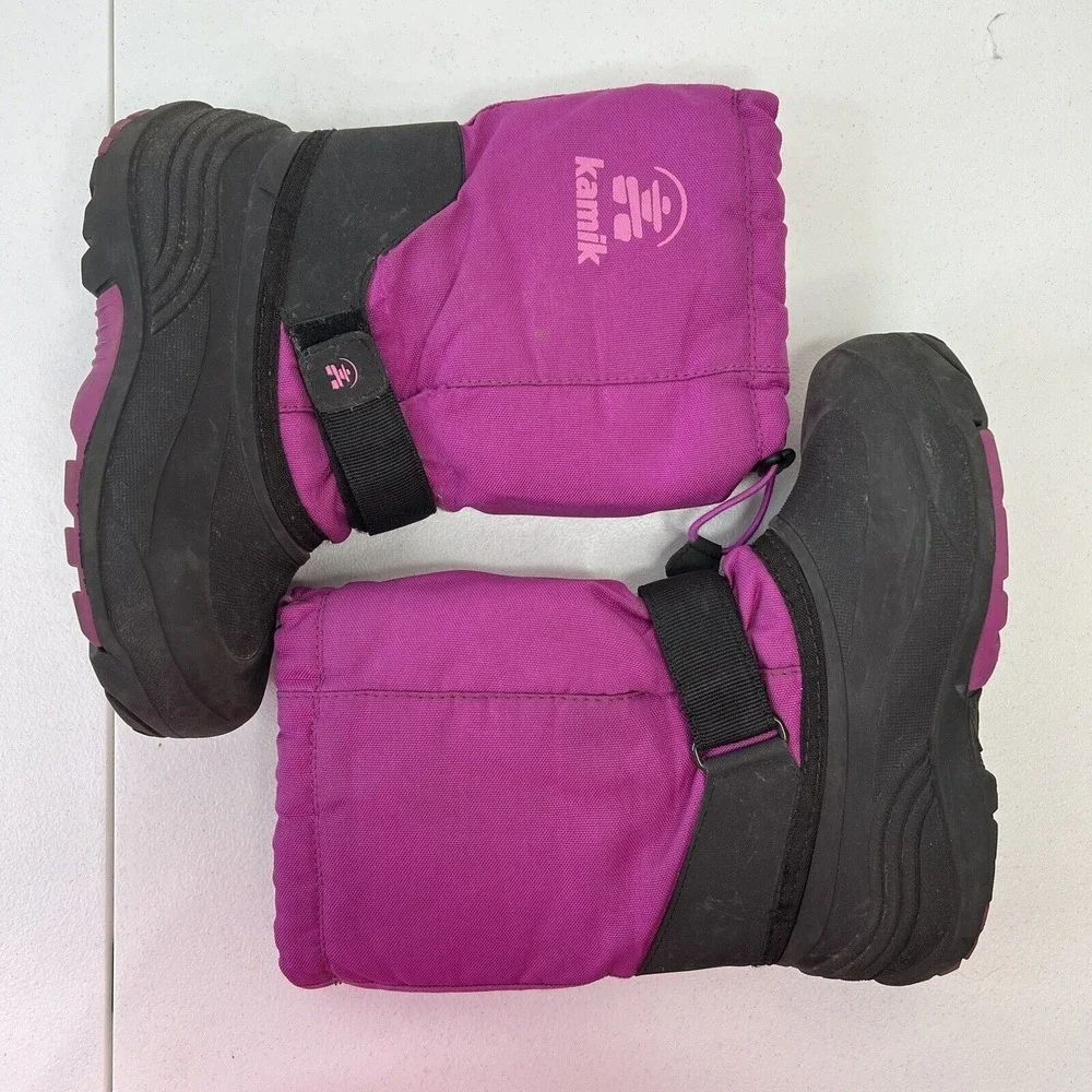 Kamik Size 4 Kids Snow Boots Pink Magenta Black Waterproof Winter Outdoor